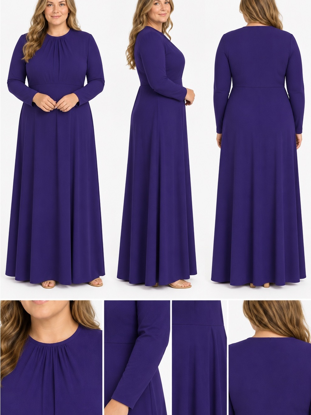 a.n.a Long Sleeve Maxi Dress in Royal Purple